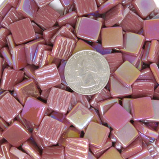 136b-i Dark Rose Iridized, 12mm - Oranges, Reds & Pinks tile - Kismet Mosaic - mosaic supplies