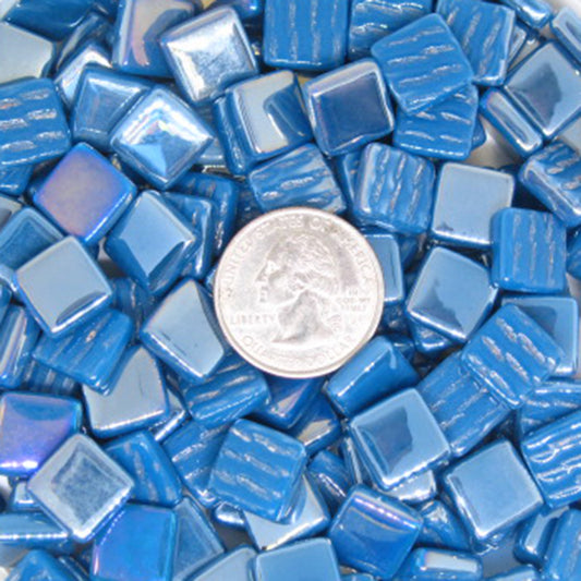12mm Deep Turquoise iridized tile made with recycled glass.
