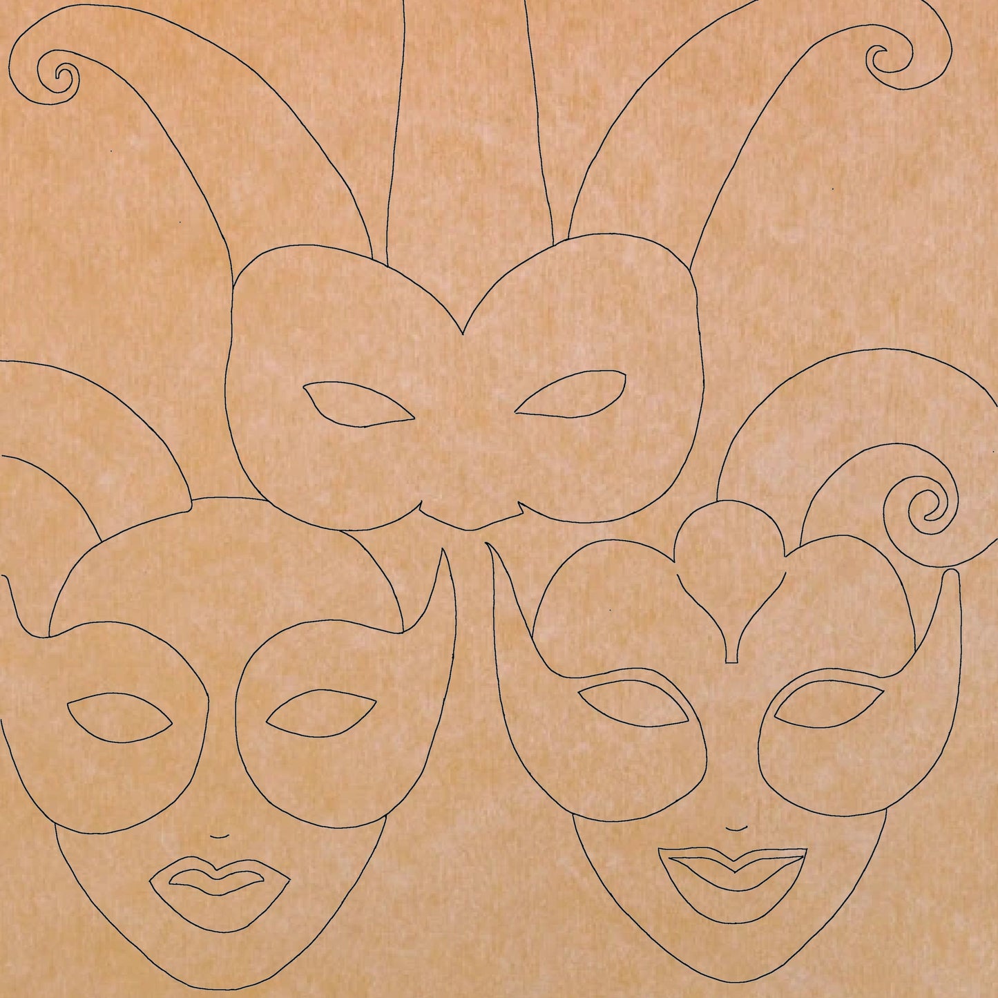 Carnival Masks with Pattern 16"x16" (pre-drilled for hanging kit)