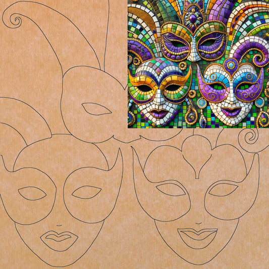 Carnival Masks with Pattern 16"x16" (pre-drilled for hanging kit)