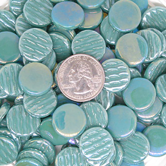 214-i - Teal - Iridescent, PennyRoundIrid tile - Kismet Mosaic - mosaic supplies