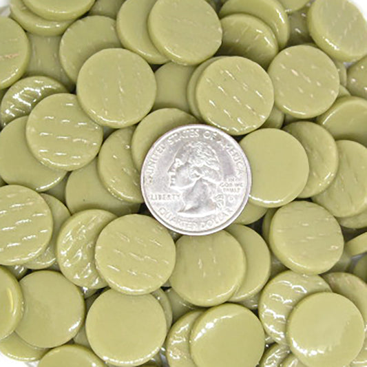 244-g - Light Olive- Gloss, PennyRoundGloss tile - Kismet Mosaic - mosaic supplies