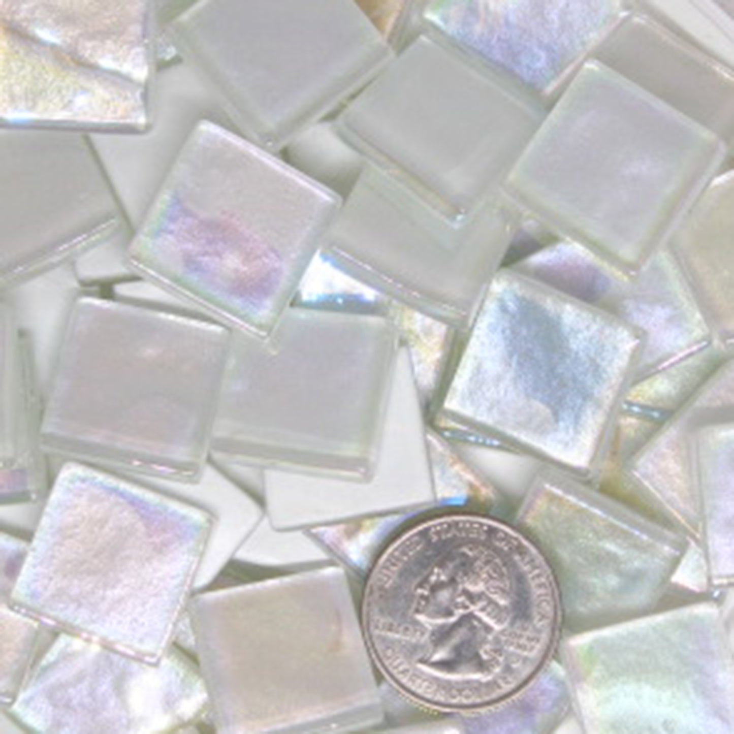 K352 White Krystal Metallic Iridized tile - 20mm - mosaic supplies Pearl