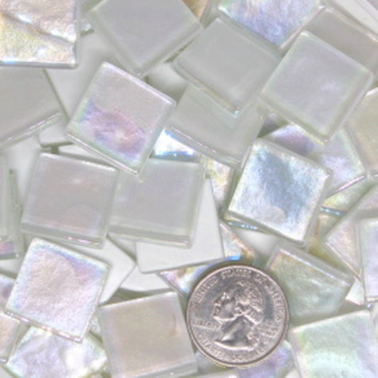 K352 White Krystal Metallic Iridized tile -  20mm - mosaic supplies Pearl