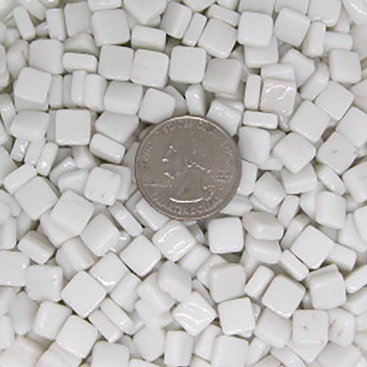 40-g - Zinc White, 8mm - White, Gray & Black tile - Kismet Mosaic - mosaic supplies