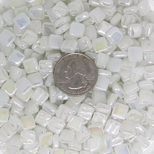 41-i - Titanium White, 8mm - White, Gray & Black tile - Kismet Mosaic - mosaic supplies