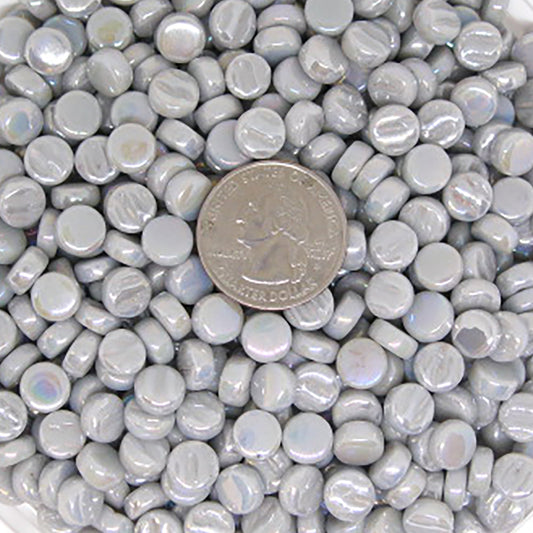 443-i - Light Grey Mini Rounds, MiniRoundIrid tile - Kismet Mosaic - mosaic supplies