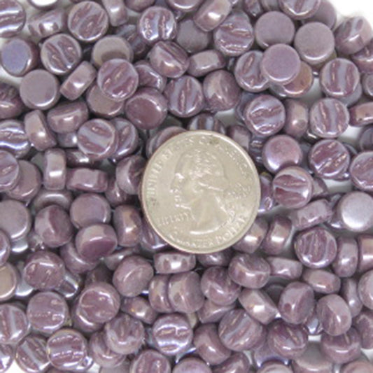 485-i Purple Mini Rounds, MiniRoundIrid tile - Kismet Mosaic - mosaic supplies coin for scale