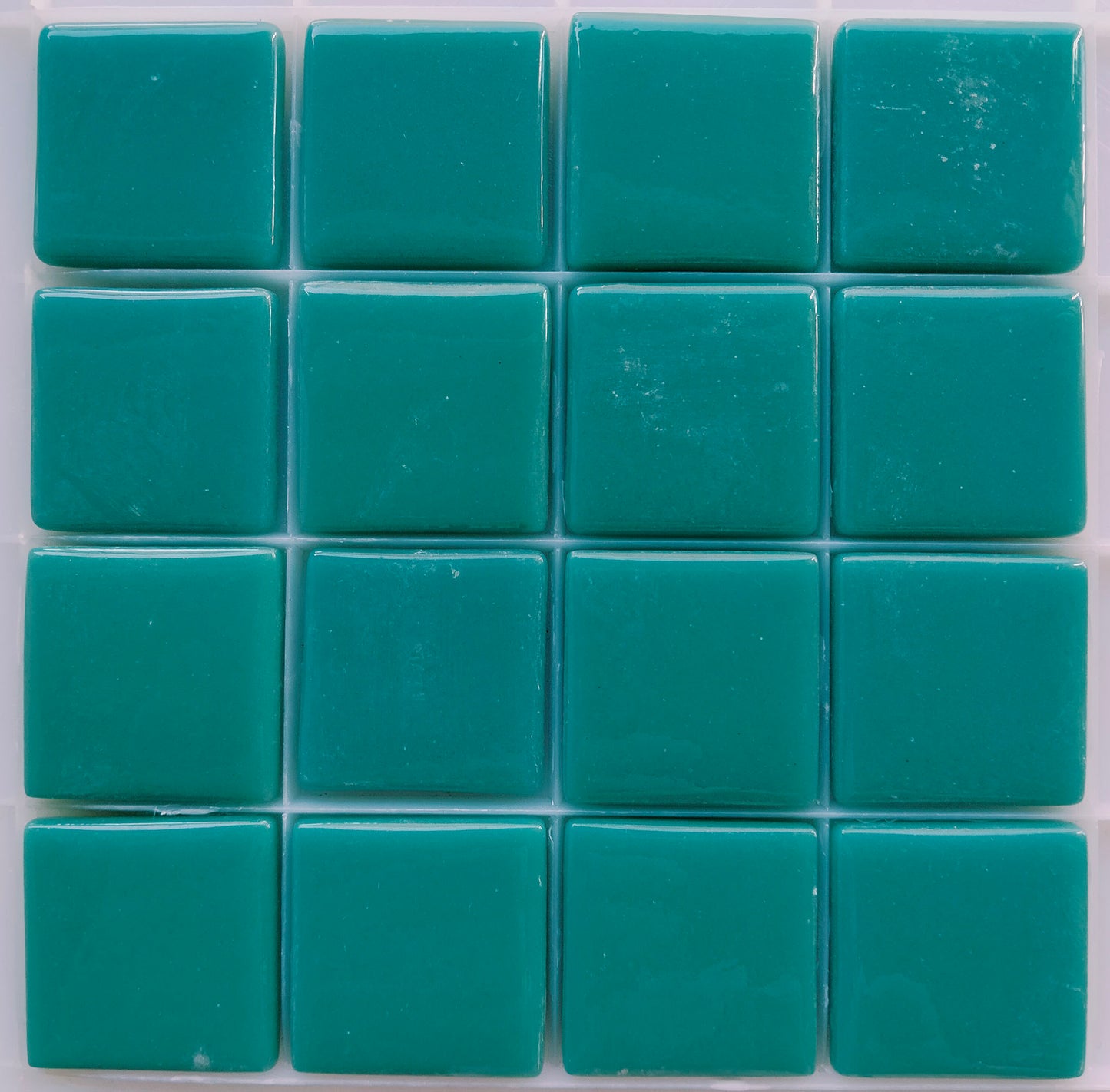 25mm/1" square tiles, recycled glass, gloss finish, sheeted glass tile for installation