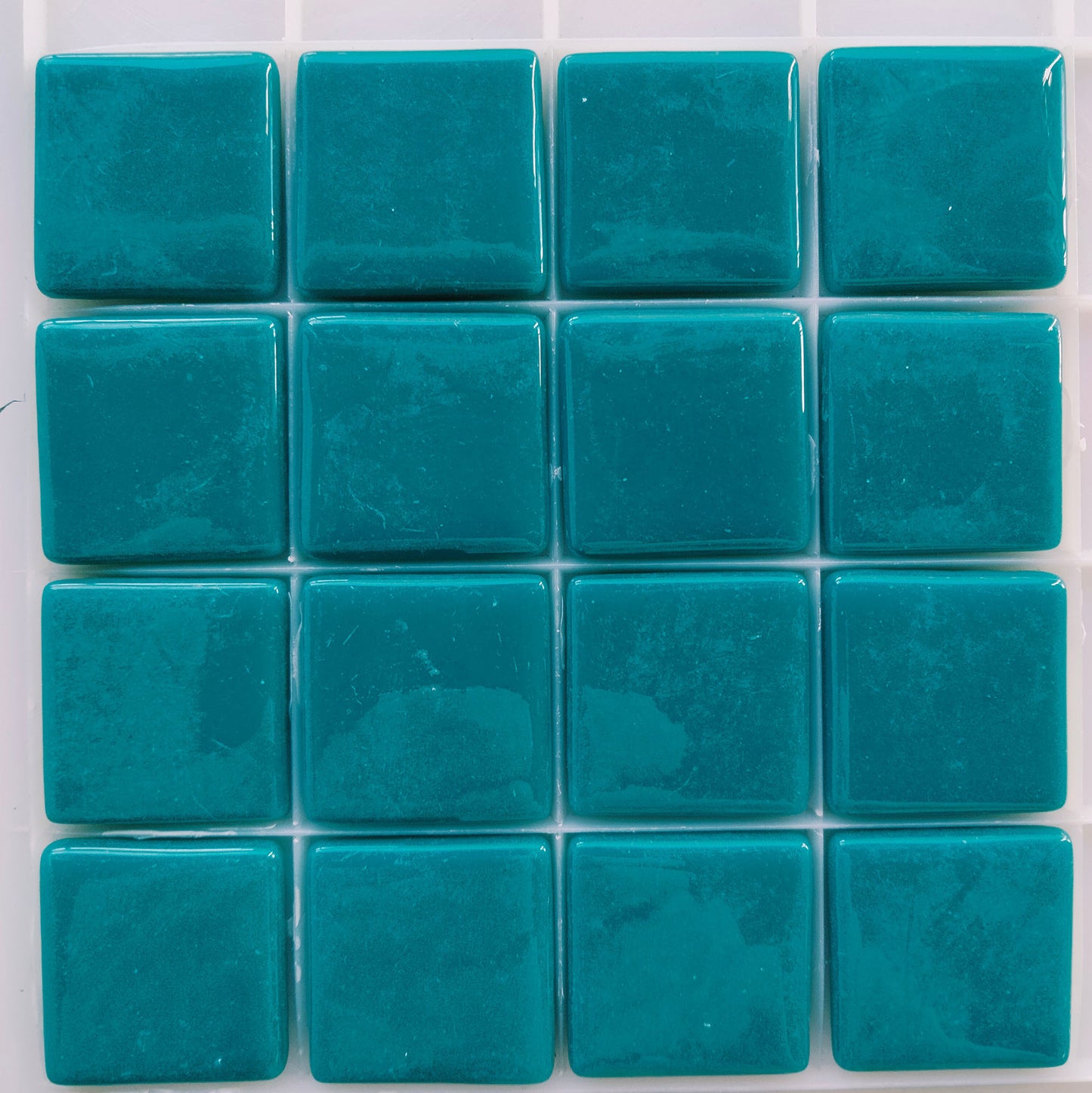 25mm/1" square tiles, recycled glass, gloss finish, sheeted glass tile for installation