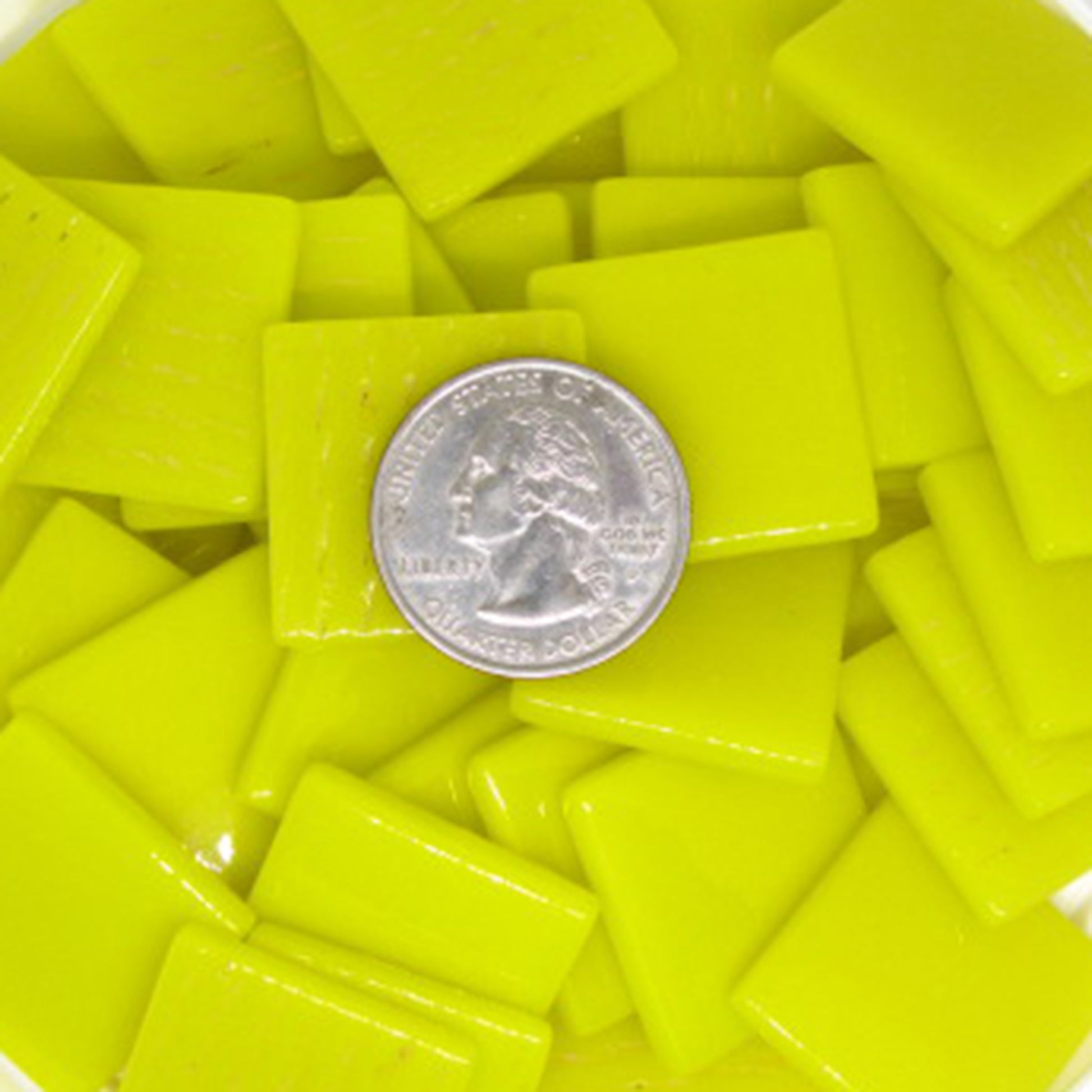 827-g Light Yellow Gloss 25mm - recycled glass tile - Kismet Mosaic - mosaic supplies