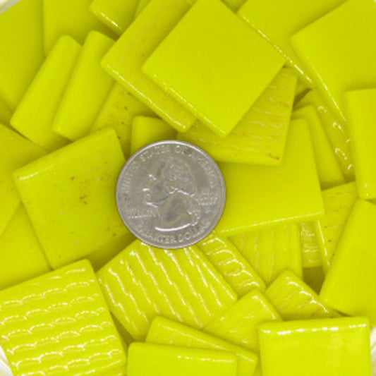 828-g Yellow Gloss 25mm - recycled glass tile - Kismet Mosaic - mosaic supplies