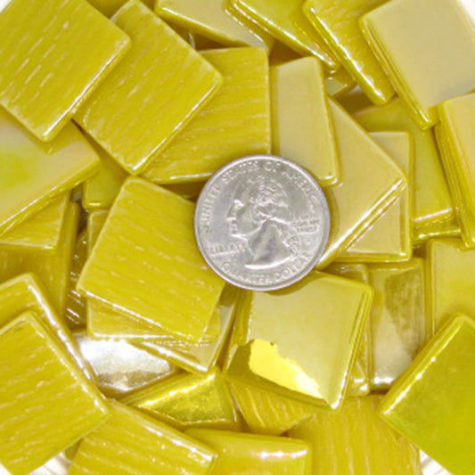 830-i Sweet Corn Iridized 25mm - recycled glass tile - Kismet Mosaic - mosaic supplies