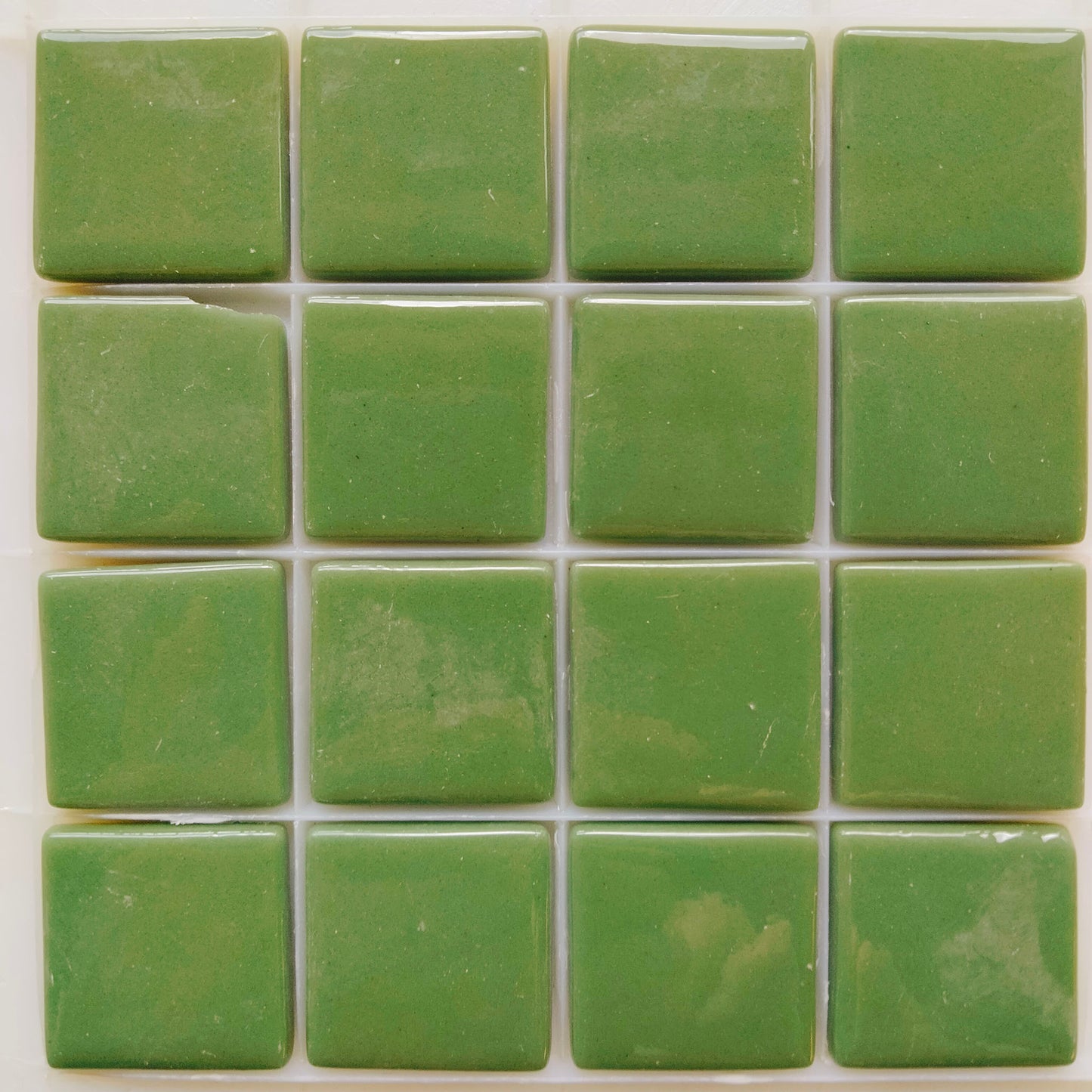 25mm/1" square tiles, recycled glass, gloss finish, sheeted glass tile for installation