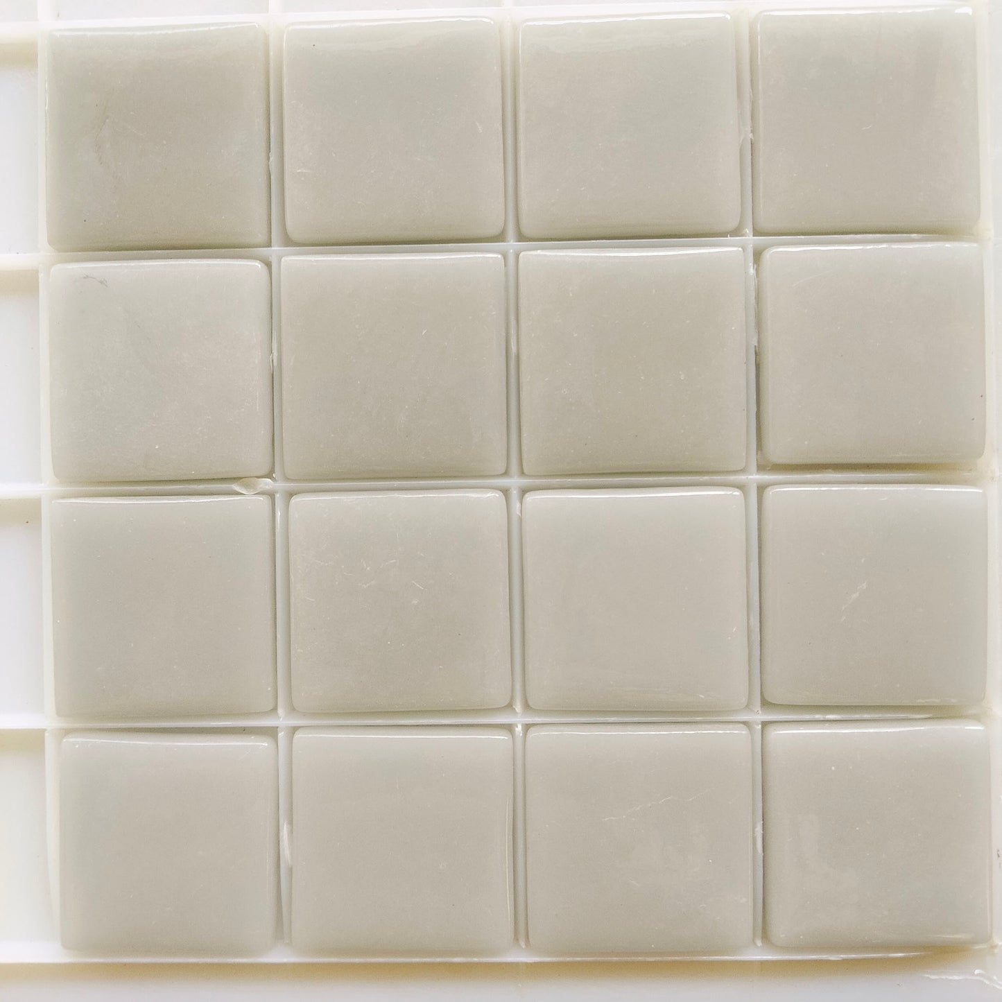 25mm/1" square tiles, recycled glass, gloss finish, sheeted glass tile for installation