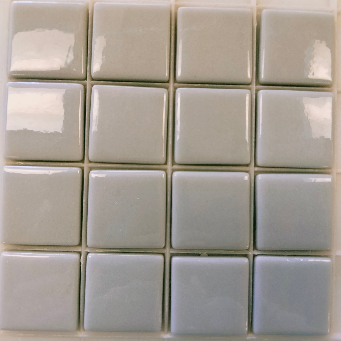 25mm/1" square tiles, recycled glass, gloss finish, sheeted glass tile for installation