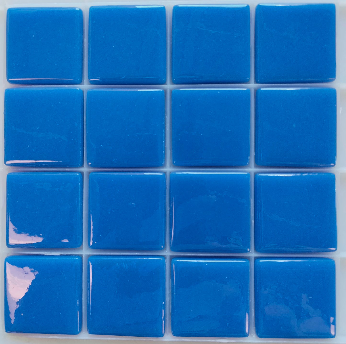 25mm/1" square tiles, recycled glass, gloss finish, sheeted glass tile for installation