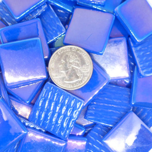 869-i Cobalt Blue Iridized 25mm - recycled glass tile - Kismet Mosaic - mosaic supplies