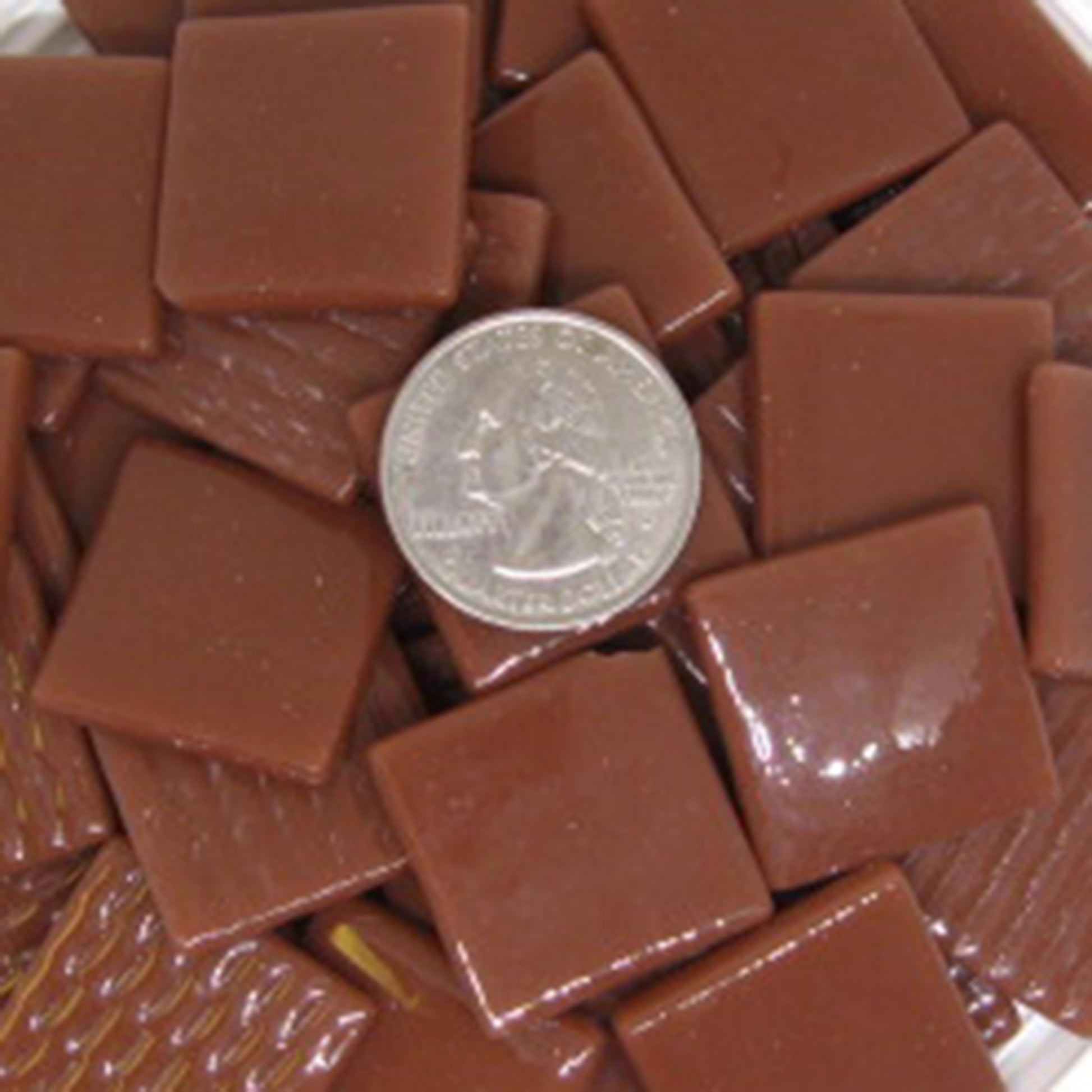 897-g Hot Chocolate Gloss 25mm - recycled glass tile - Kismet Mosaic - mosaic supplies