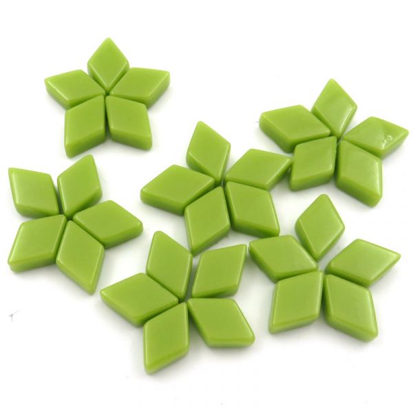 D11g Lime Green Gloss Glass Diamonds, recycled glass, mosaic supplies