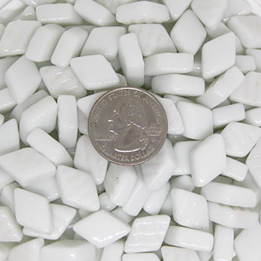 D40g Zinc White Gloss Glass Diamonds, recycled glass, mosaic supplies