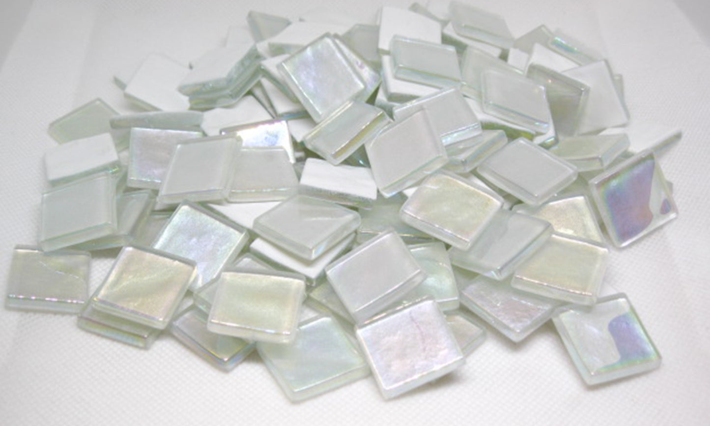 K352 White Krystal Metallic Iridized tile - 20mm - mosaic supplies Pearl