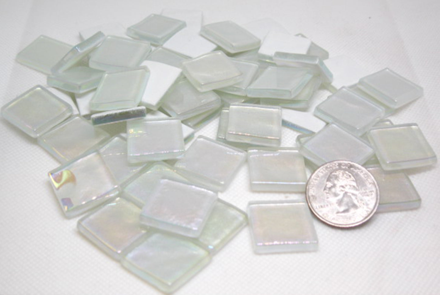 K352 White Krystal Metallic Iridized tile - 20mm - mosaic supplies Pearl