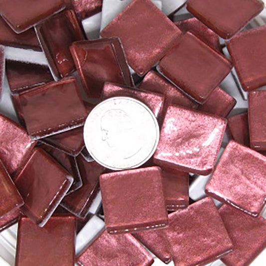 K389 Tea Rose Krystal Metallic tile - 20mm - mosaic supplies Tea Rose Pink