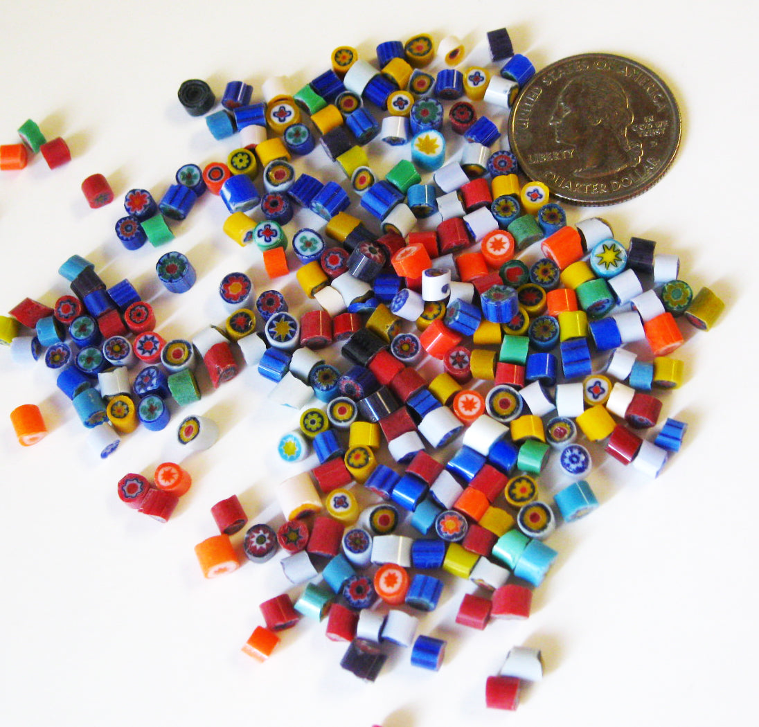 4mm millefiori with quarter for scale