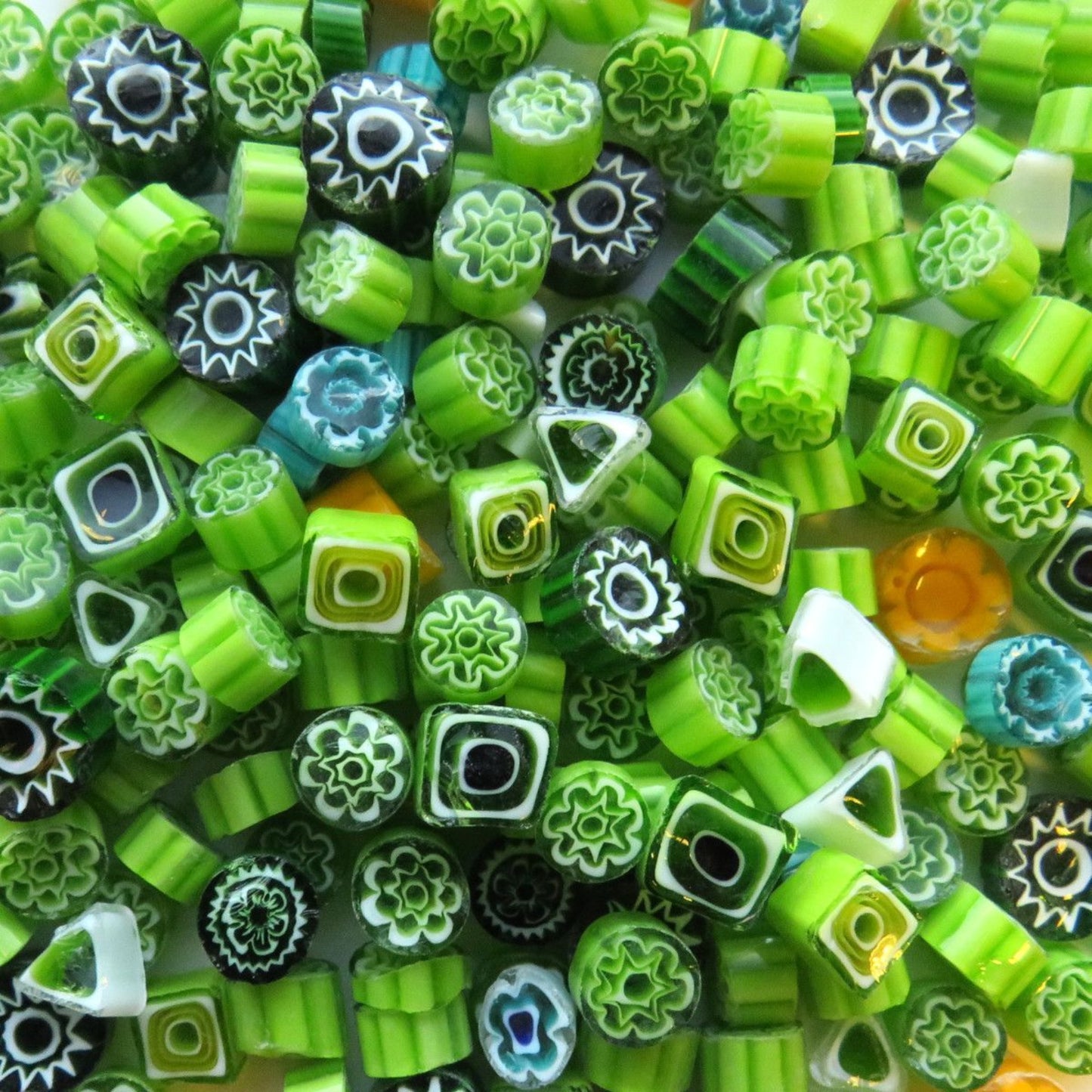 Green mix of millefiori styles