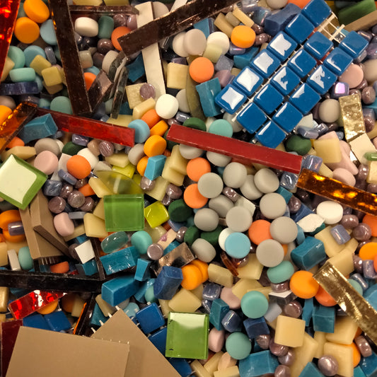 Odds, Ends, and Pre-Cut Grab Bag helps you to build your mosaic supply stash