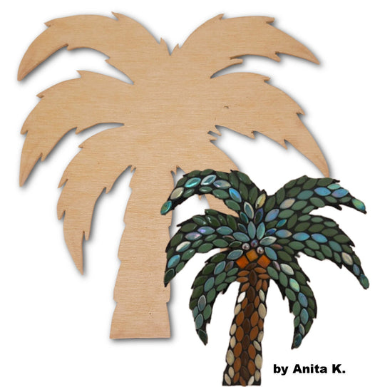 Palm Tree Mosaic Backer 11"x12" (pre-drilled for hangable & stakeable kits)