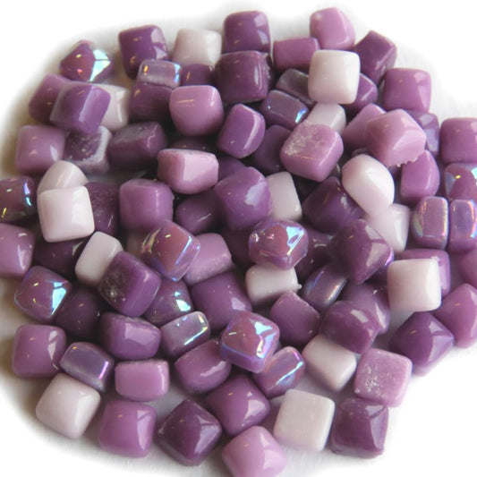 glass micro mosaic tile in a mix of purples