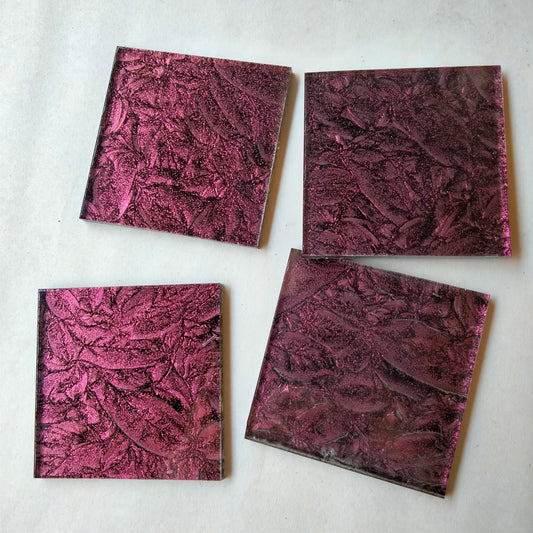 Red VanGogh glass, 2"x2" cuts, 4 cuts per package