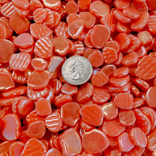 Iridized watermelon recycled glass petals