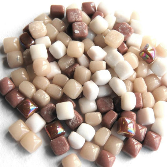 4.5mm glass tiles in shades of brown to ivory