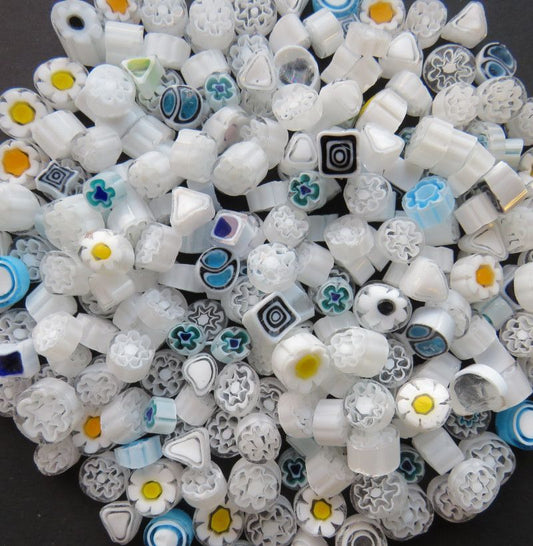 M01 - White Millefiori Mix (4-8mm)