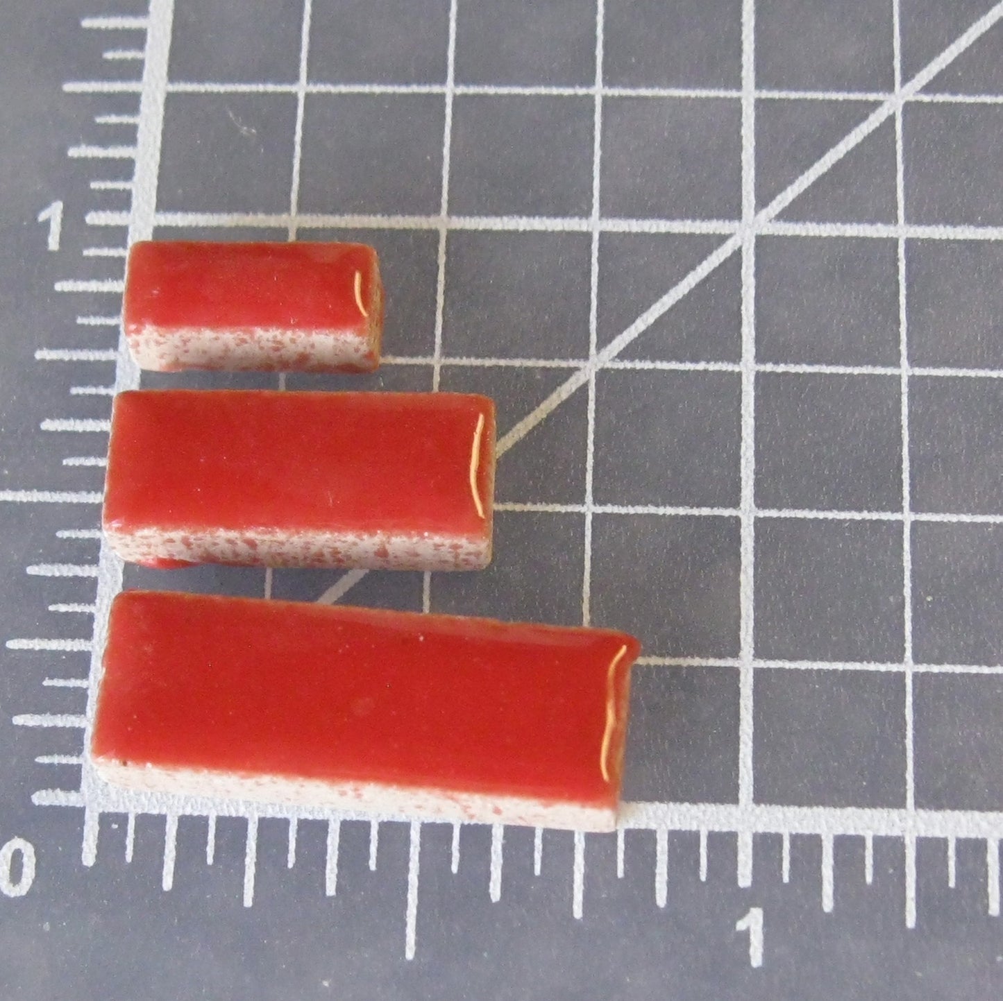 red ceramic rectangles measurement scale