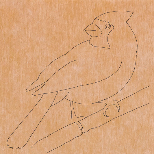 Cardinal with Pattern 14" x 14" (pre-drilled for hanging kit)