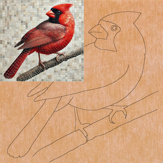 Cardinal with Pattern 14" x 14" (pre-drilled for hanging kit)