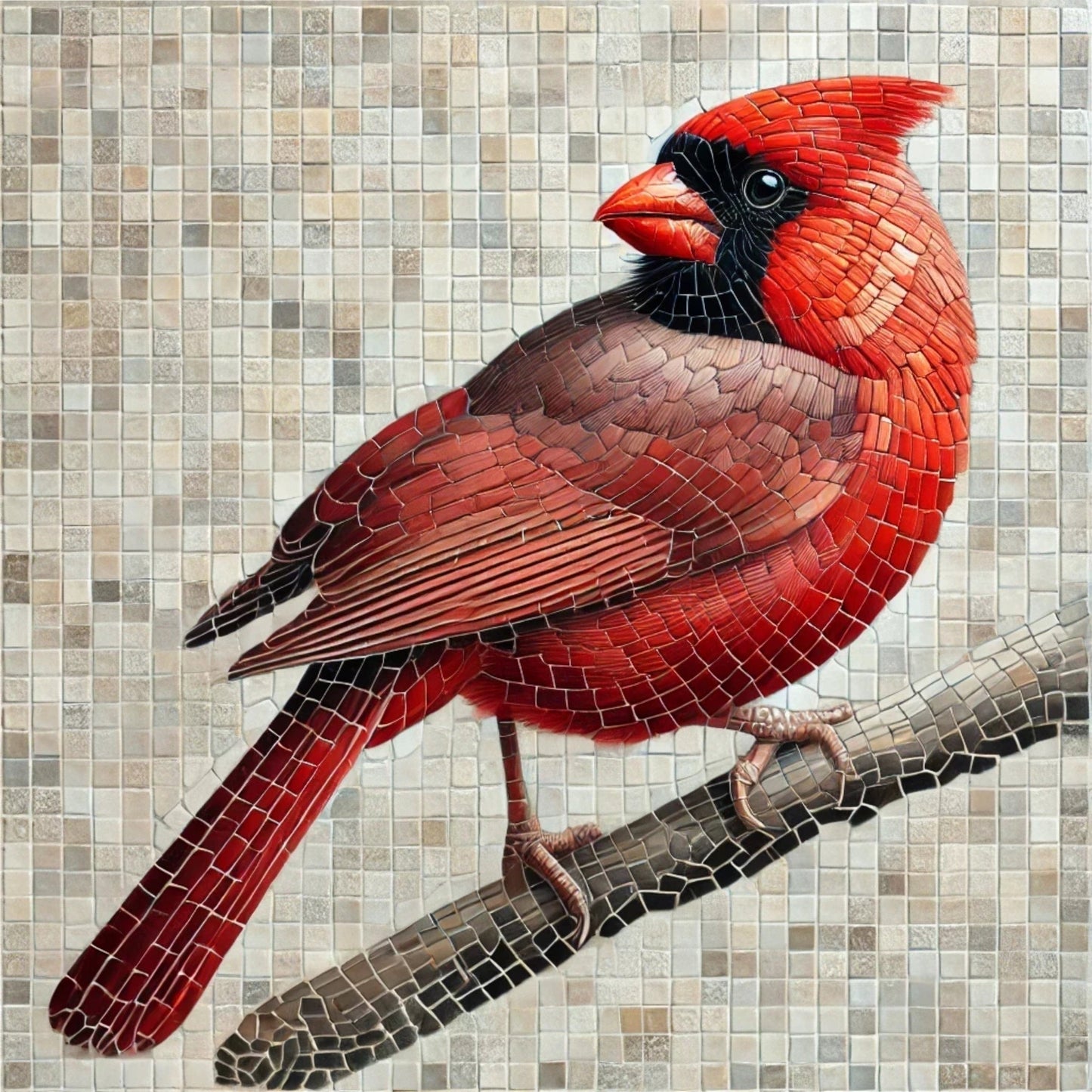 14" x 14" Cardinal Laser-Printed Waterproof Mosaic Backer