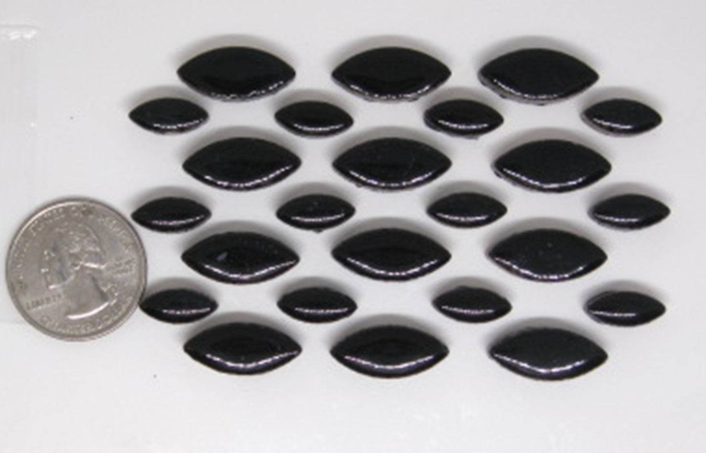 1 oz cp-Black Ellipse/Petal, CeramicPetals tile - Kismet Mosaic - mosaic supplies