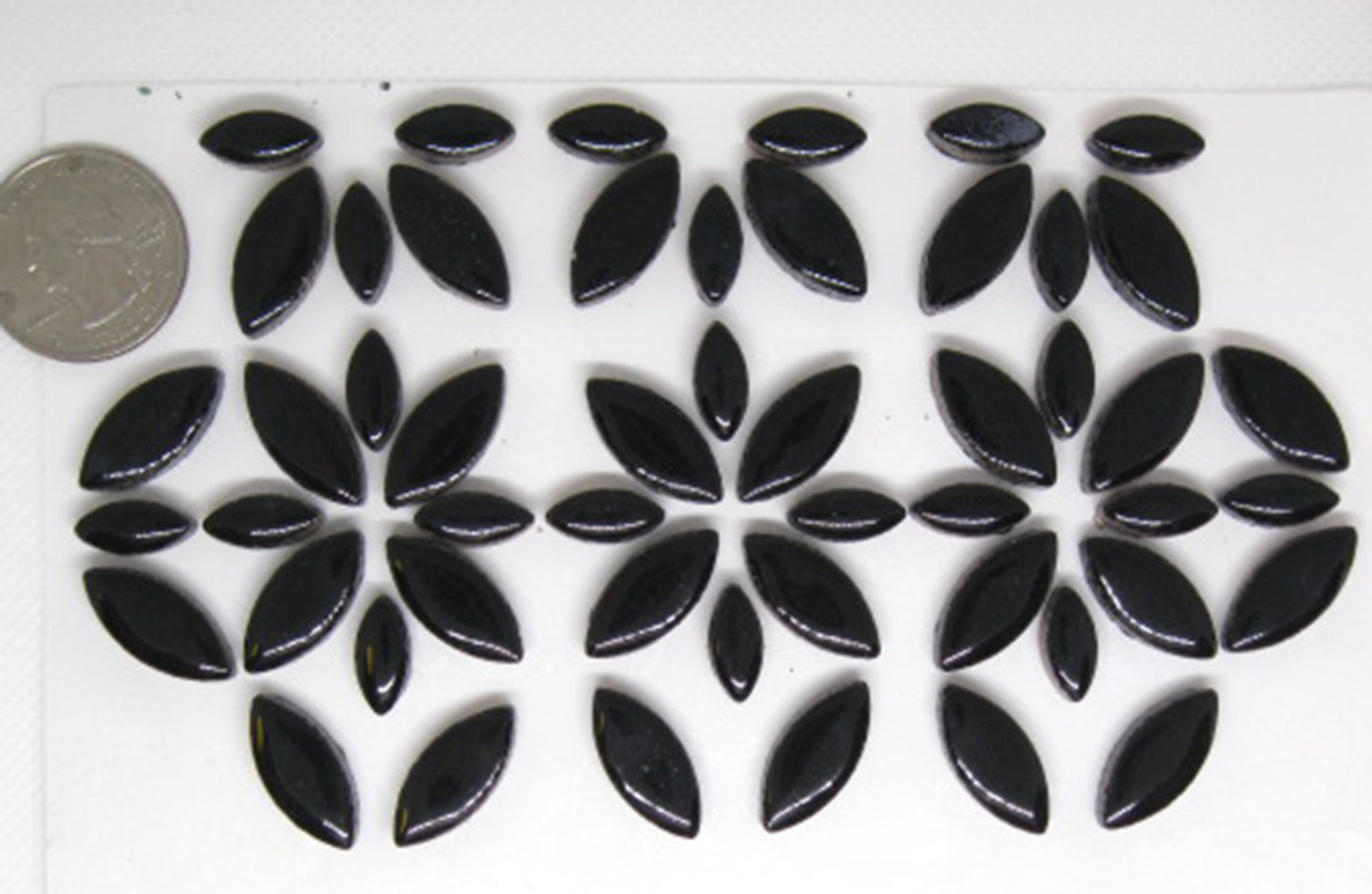 2 oz cp-Black Ellipse/Petal, CeramicPetals tile - Kismet Mosaic - mosaic supplies
