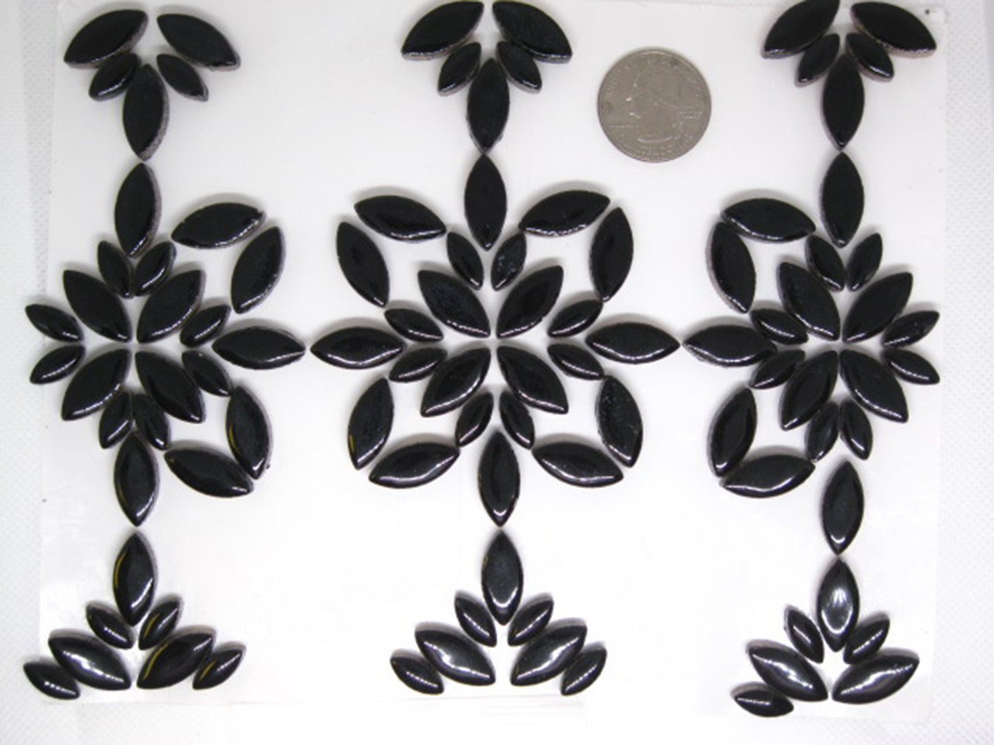 4 oz cp-Black Ellipse/Petal, CeramicPetals tile - Kismet Mosaic - mosaic supplies