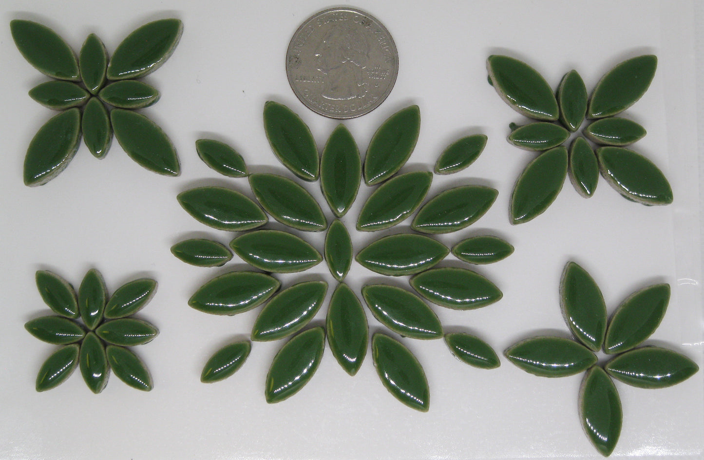 2 oz cp-Green Ellipse/Petal, CeramicPetals tile - Kismet Mosaic - mosaic supplies
