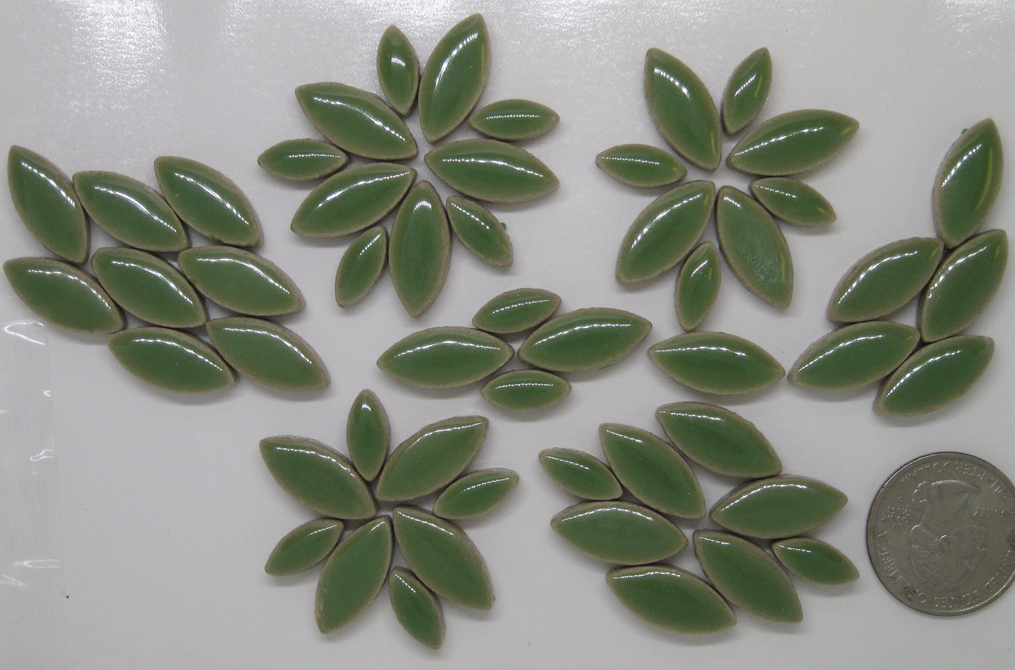 2 oz cp-Honeydew Ellipse/Petal, CeramicPetals tile - Kismet Mosaic - mosaic supplies