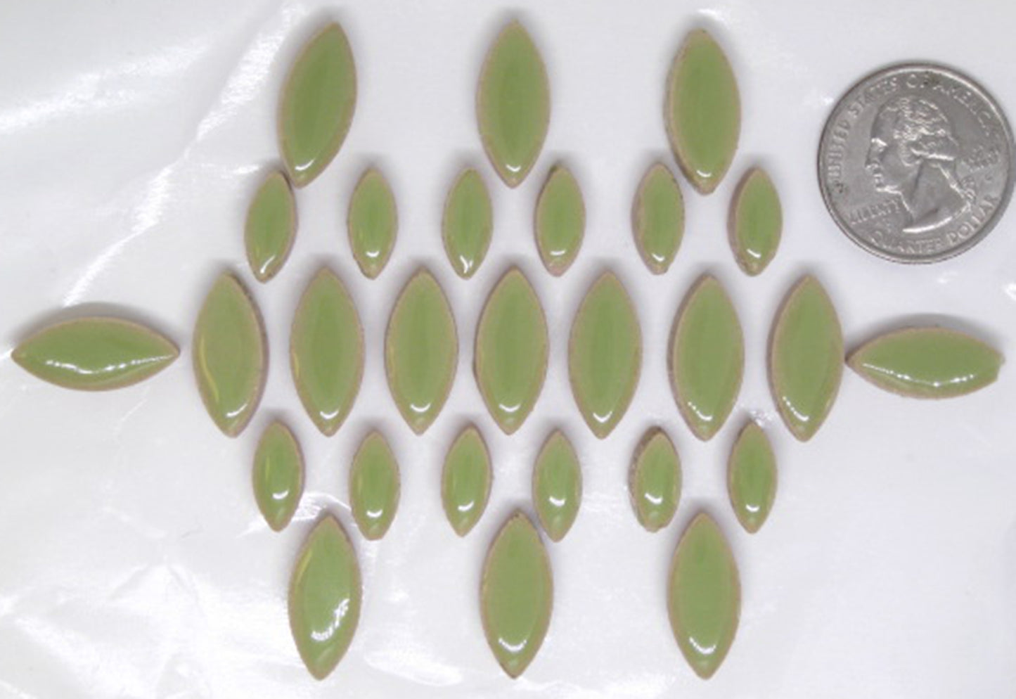 1 oz cp-Pastel Green Ellipse/Petal, CeramicPetals tile - Kismet Mosaic - mosaic supplies