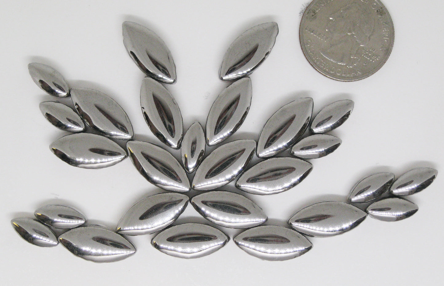 1 oz cp-Silver Ellipse/Petal, CeramicPetals tile - Kismet Mosaic - mosaic supplies