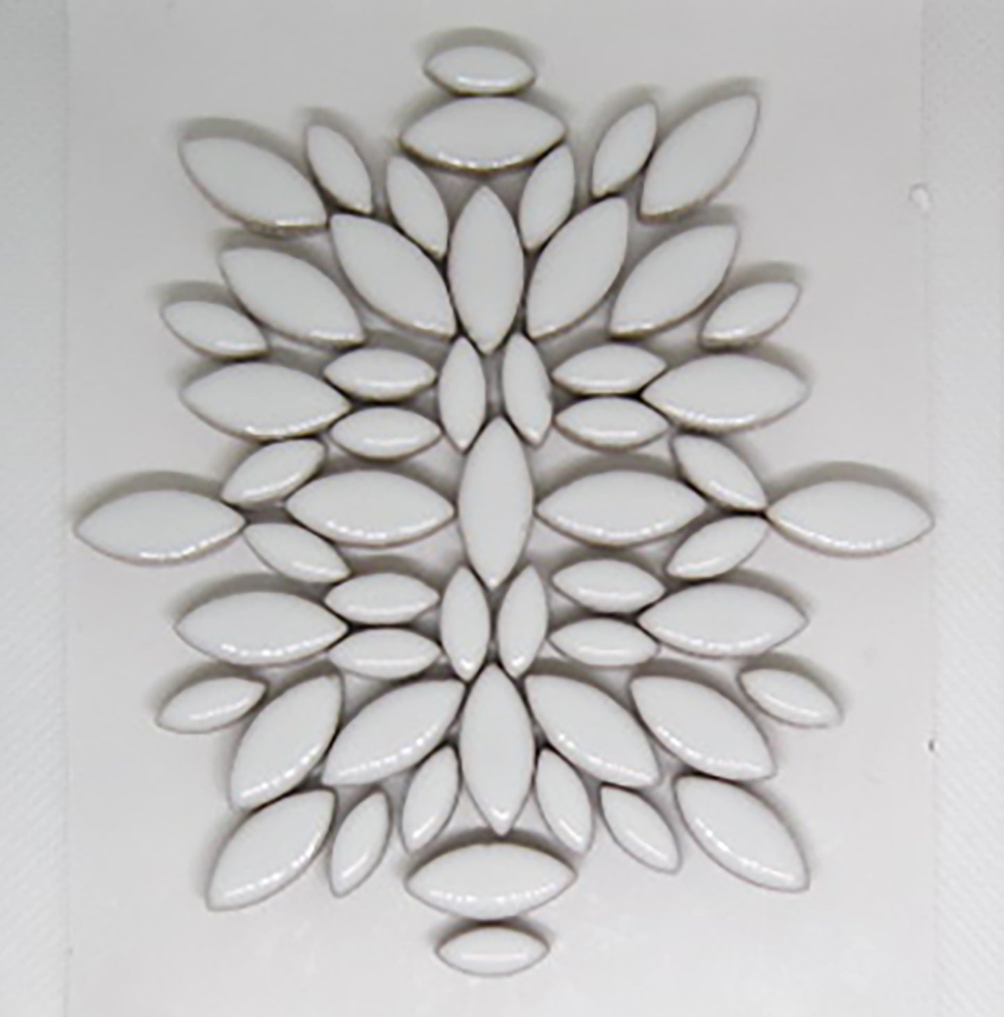 2 oz cp-White Ellipse/Petal, CeramicPetals tile - Kismet Mosaic - mosaic supplies
