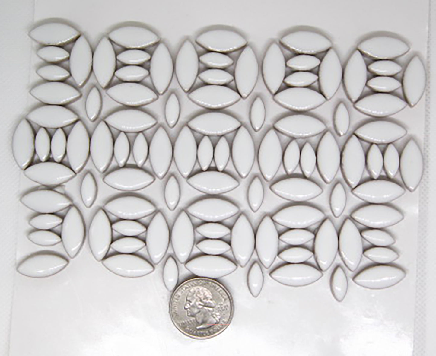 4 oz cp-White Ellipse/Petal, CeramicPetals tile - Kismet Mosaic - mosaic supplies
